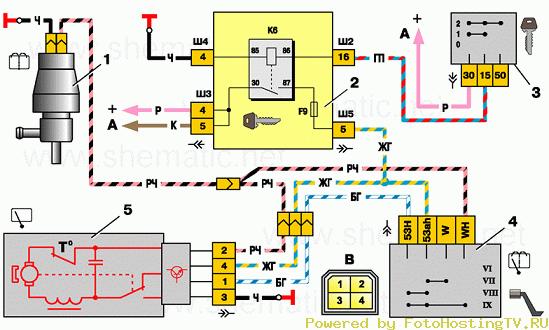 схема омывателя ваз 2109