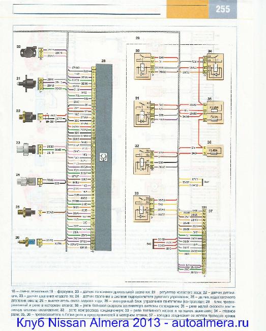 Цветные схемы электрооборудования Nissan Almera IV с 2013