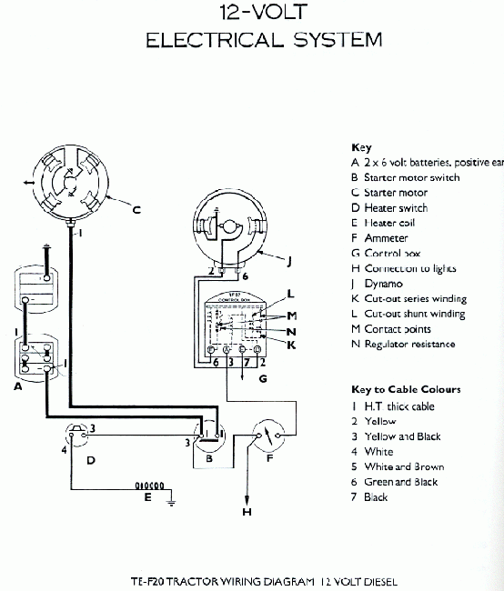 Схема электрооборудования трактора Ferguson TE20 
