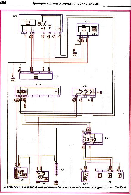 Цветные схемы электрооборудования Peugeot 607 с 1999