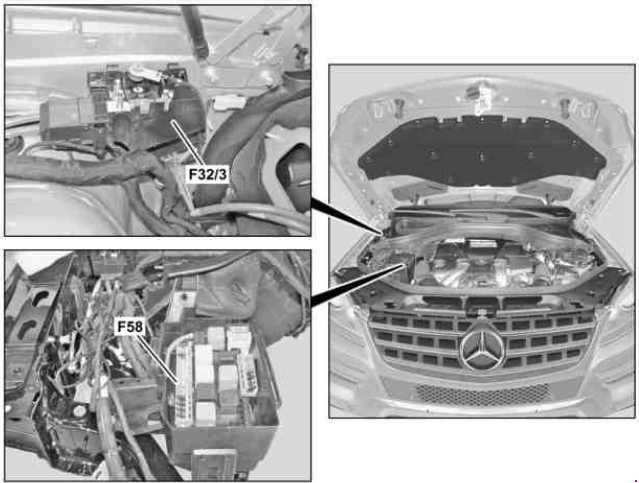 Схема предохранителей и реле Mercedes-Benz W166 и X166 (ML / GL / GLE; 2011-2016)