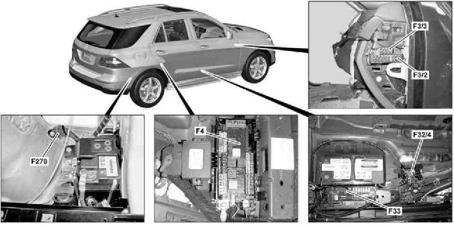 Схема предохранителей и реле Mercedes-Benz W166 и X166 (ML / GL / GLE; 2011-2016)