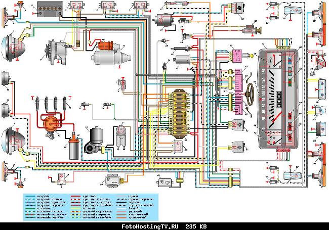 Схема электрооборудования автомобиля ВАЗ 21013