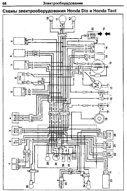 Схемы электрооборудования скутеров Honda Dio / Tact