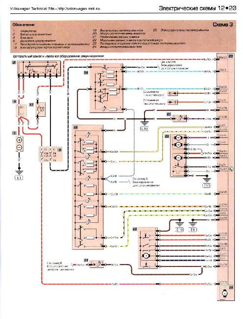 Цветные схемы электрооборудования автомобиля VOLKSWAGEN PASSAT B5 1996-2000