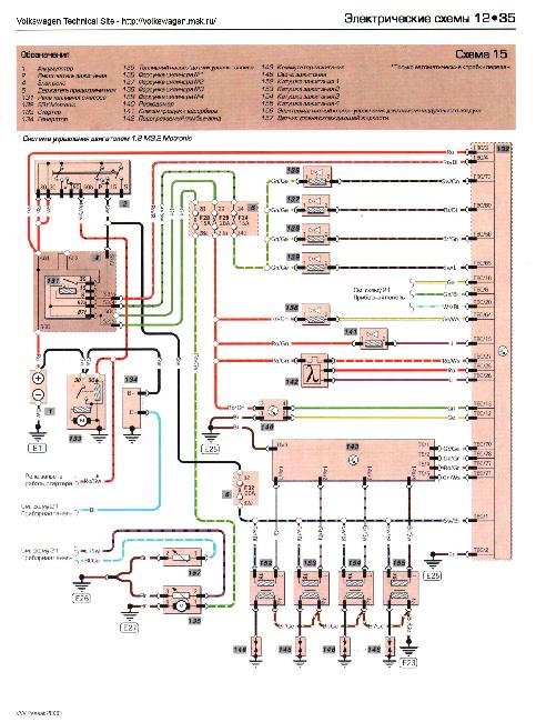 Цветные схемы электрооборудования автомобиля VOLKSWAGEN PASSAT B5 1996-2000