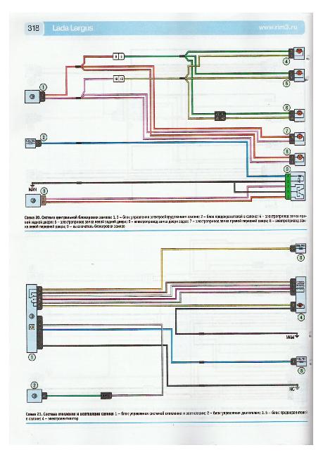 Цветные схемы электрооборудования Lada Largus