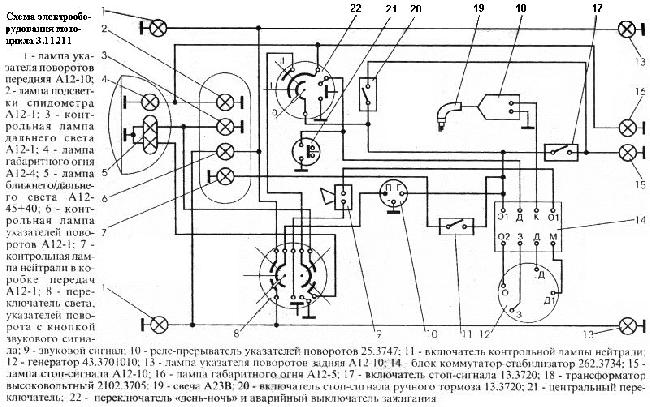 Схема электрооборудования мотоцикла Минск ММВЗ 3.112.11