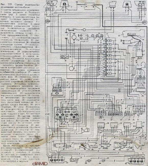 Схема электрооборудования ЗАЗ 968М (чб) 