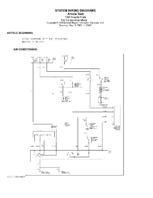 Схемы электрооборудования Mazda miata MX-5 1990-2000