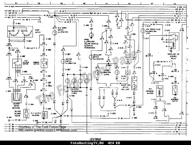 Схемы электрооборудования Ford Torino 1973