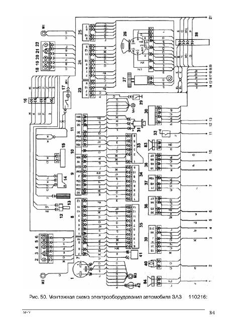 Монтажная схема электрооборудования автомобиля ЗАЗ – 110216