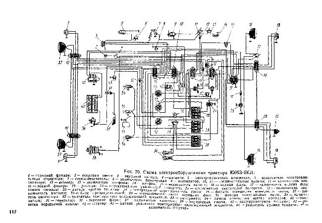 Схема электрооборудования трактора ЮМЗ-6КЛ